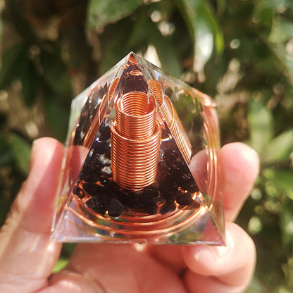 Obsidian & Quartz Tensor Pyramid Antenna