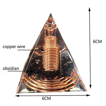 Obsidian & Quartz Tensor Pyramid Antenna